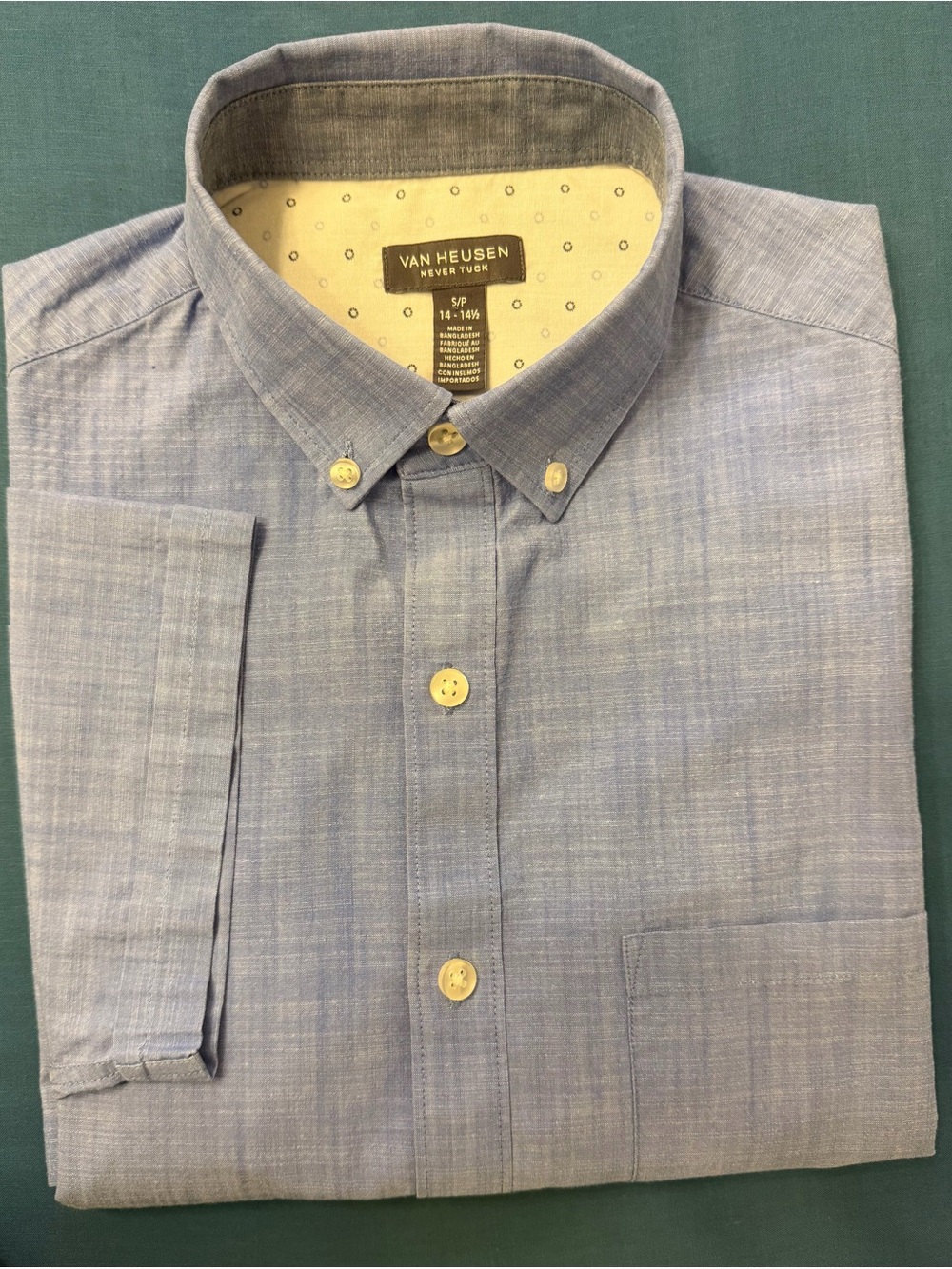 Van Heusen Men's Heathered Light Blue Button-Down Dress Shirt